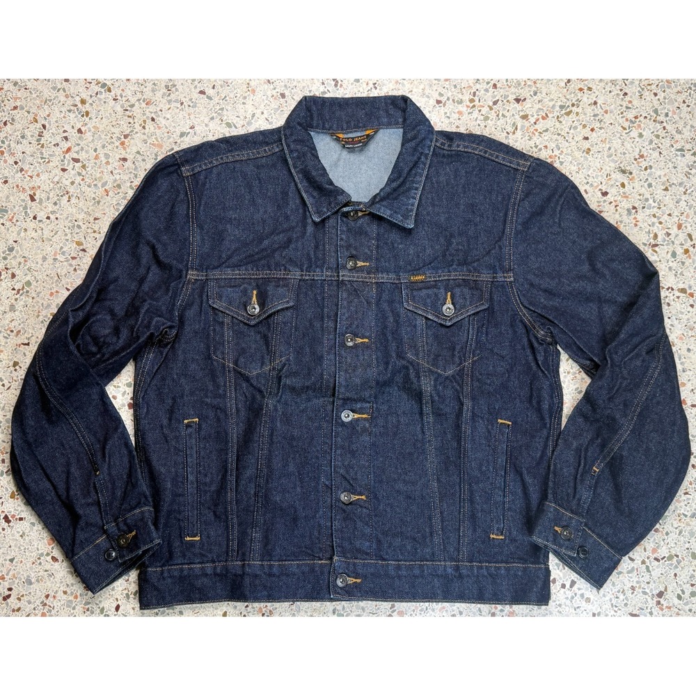 Polo Jeans Company Ralph Lauren Vtg 90's Dark Blue Basic Trucker Jacket‎ Size M